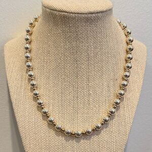 Sterling Silver 925 Milor Two Tone Alternating Ball Bead Big Small Necklace